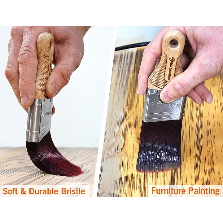 Кисть с короткой ручкой Rollingdog 50мм, угловой срез, синтетика, серия Professional, арт.10327 — изображение 5