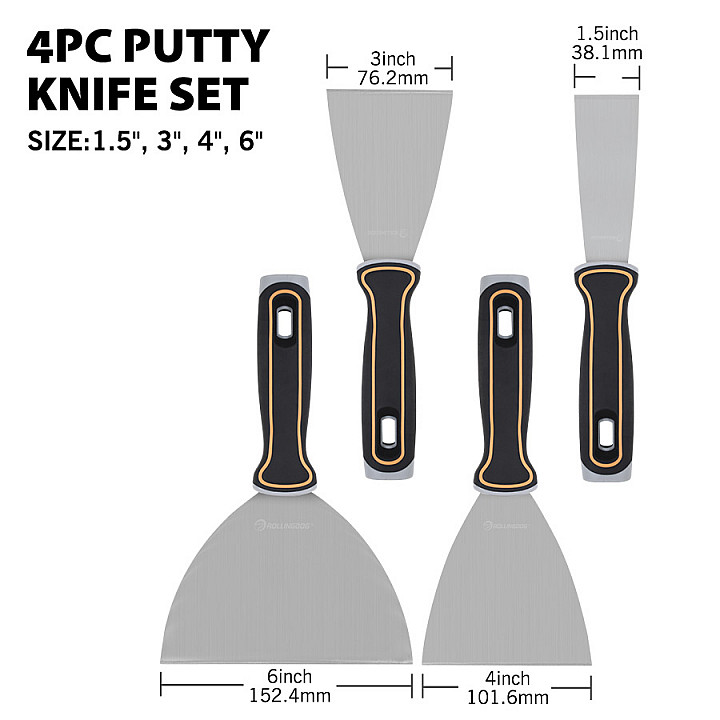 Набор шпателей Rollingdog Ultra-Flex 1/ 3/ 4/ 6" (25/75/100/150мм), серия Professional, арт.50360 — изображение 4