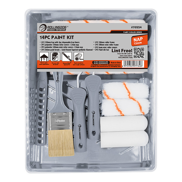 Набор малярный Rollingdog (14 предметов), серия Standard, арт.70224