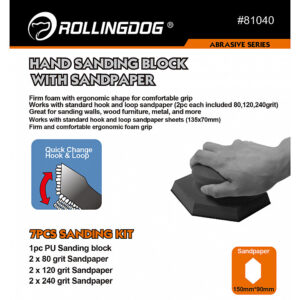 Набор для ручной шлифовки Rollingdog №2 (7 предметов), арт.81040