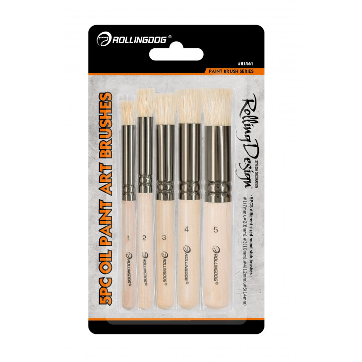 Набор кистей Rollingdog 7/8/10/12/14мм, натуральная щетина, серия Standard, арт.81461