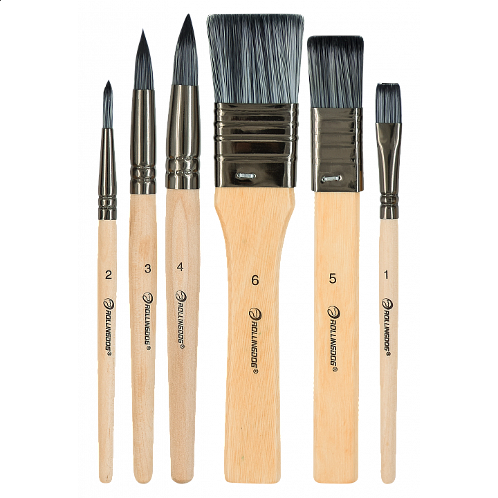 Набор кистей Rollingdog 4/8/8/10/15/25/мм, синтетика, серия Standard, арт.81462 — изображение 2