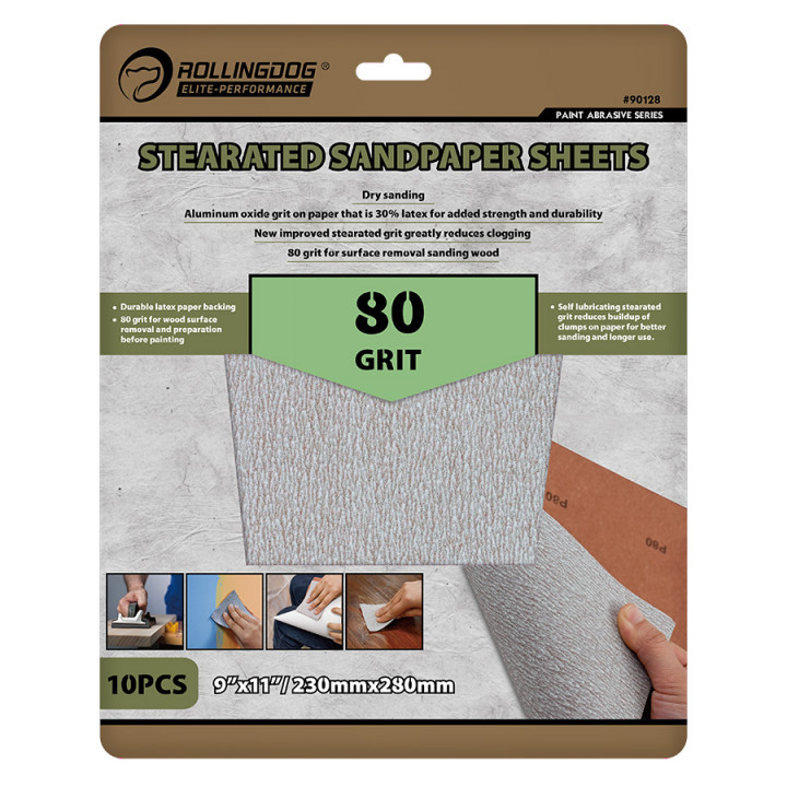 Наждачная бумага Rollingdog 230х280мм, Р80 (набор 10 шт.), арт.90128